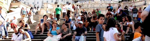 The crowded Spanish Steps